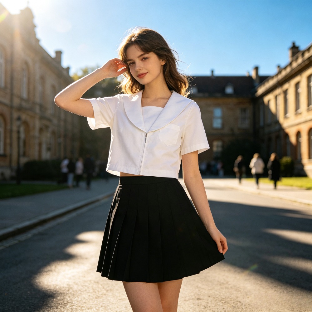 Cosplay Anime Basic - Wit Sailor JK schooluniformoverhemd, Kanto &