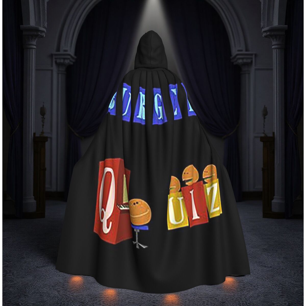 Anime Cosplay Quiz - Burger Quiz Nieuw logo Lange capuchonmantel