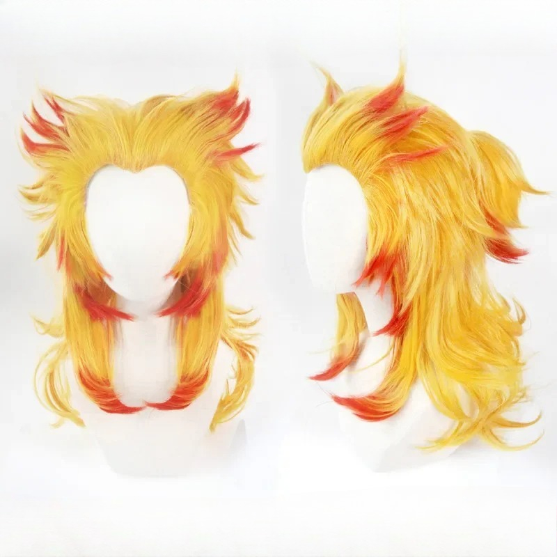 Anime Cosplay Red Hair - Rengoku Kyoujurou Pruik Kimetsu Geen Yaiba