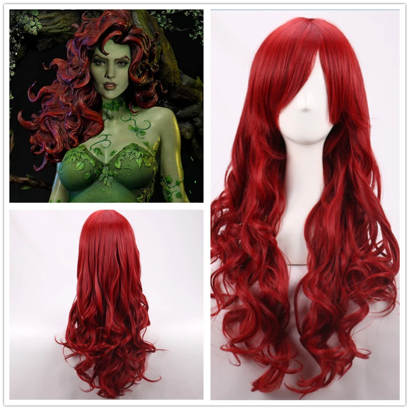 Anime Cosplay Red Hair - 70 cm donkerrood lang golvend hittebestendig