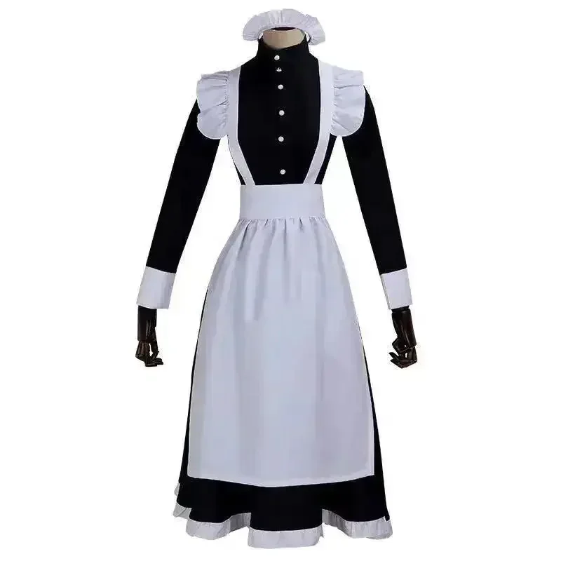 Anime Cosplay Cafe - 2025 Halloween Dames Dienstmeisjeskostuum Lange Jurk